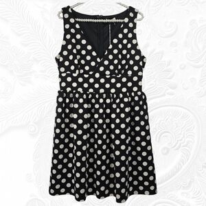 Polka Dot Sleeveless Dress - Black and White
